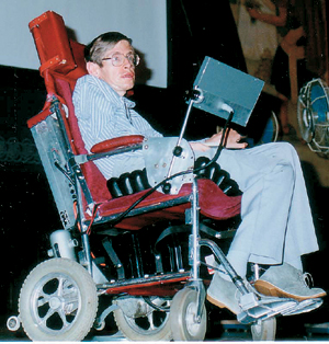 安田講堂で講演する　S.Hawking（1990）