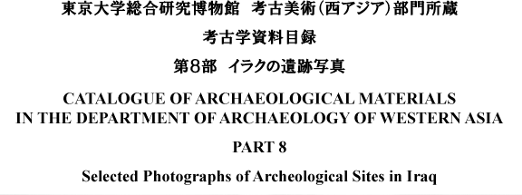 CATALOGUE OF ARCHAEOLOGICAL MATERIALS IN THE DEPARTMENT OF ARCHAEOLOGY OF WESTERN ASIA PART 8: Selected Photographs of Archeological Sites in Iraq