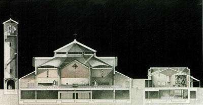 a cross section of the church