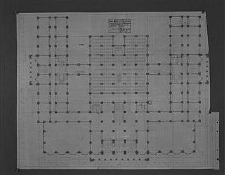 [附属図書館実施平面図(縮尺100分の1)(施設部蔵)の画像]